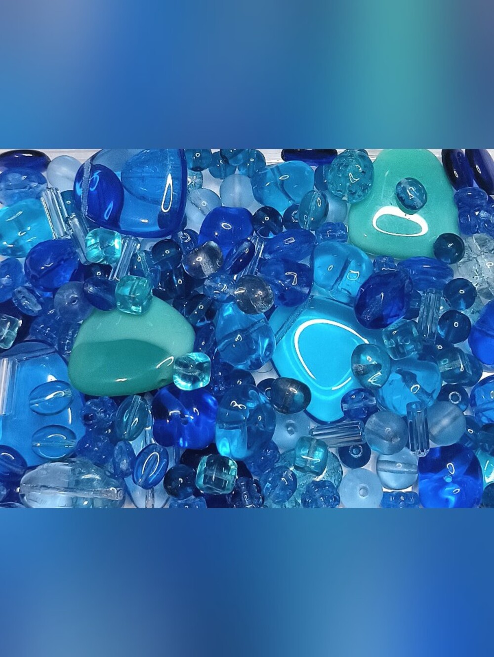 Czech glass loose beads mix blue 100pcs jewelry-making